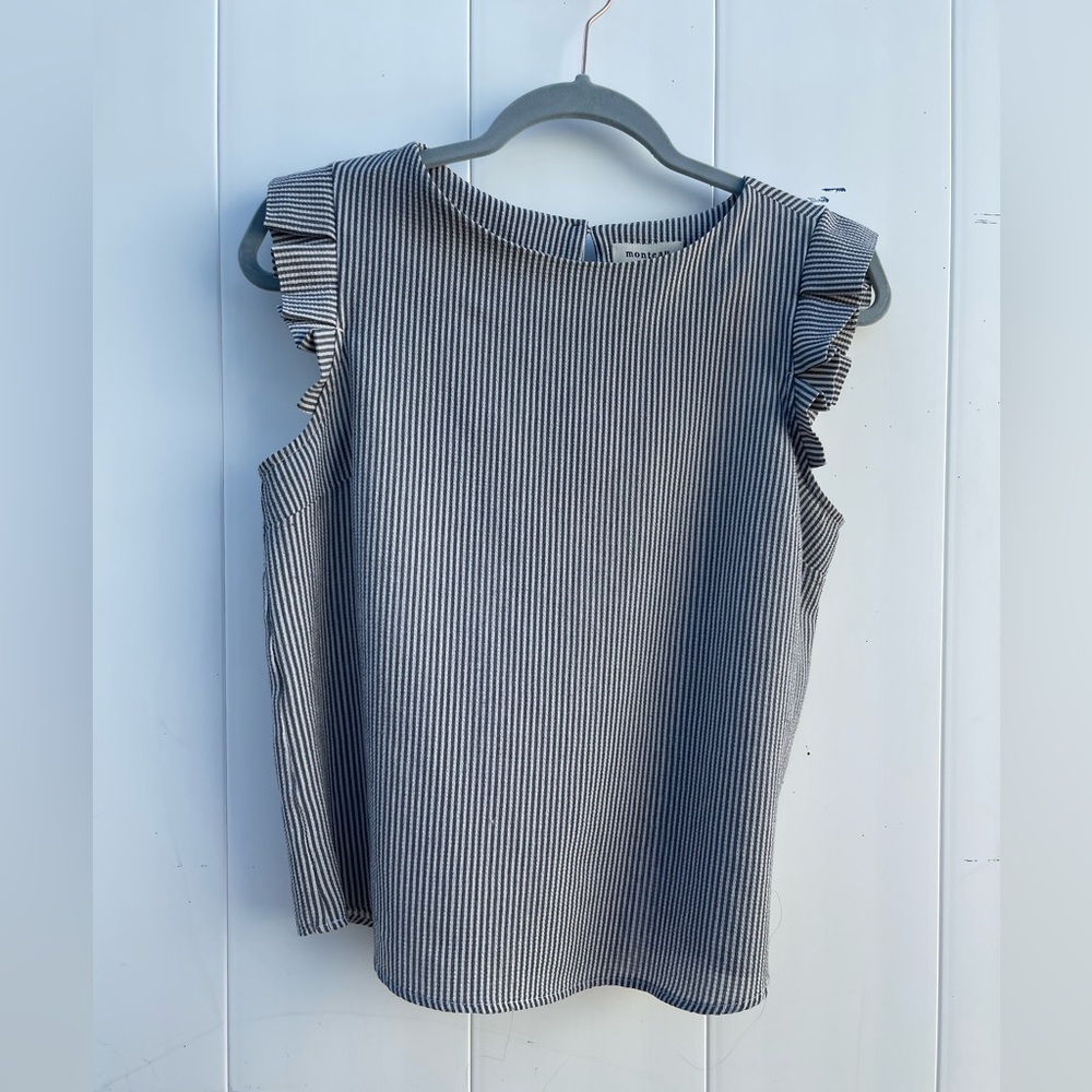 Gray and white stripe blouse